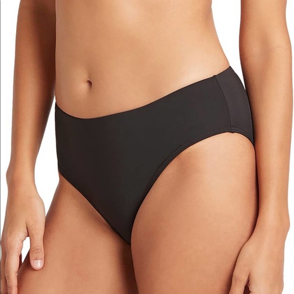 Sea Level Full Coverage Bikini Bottom SZ 8 NWOT Woman's Black - Picture 2 of 7